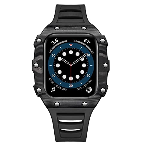 ZCCZJS Modifikationskit-Gehäuse + Armband für 41 mm, 45 mm, 40 mm, 44 mm, luxuriöses Kohlefaser-Armband für iWatch 8, 7 SE, 6, 5, 4 von ZCCZJS