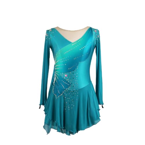 ZCFXIFGF Eisfigur Skating Kleid Mädchen Frauen Elegante Blaue Bühne Tragen Mädchen Kostüm für Wettbewerb,Blau,XXL von ZCFXIFGF