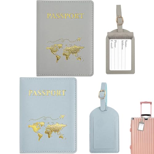 ZDNT Reisepasshülle,2 Stück Reisepasshülle mit 2 Kofferanhänger,Passport Holder,Passport Cover,Passport Hülle,Reisepasshülle Kofferanhänger für Kreditkarten,Ausweis und Reisedokumente(Blau,grau) ZDNT Reisepasshülle,2 Stück Reisepasshülle mit 2 Kofferanhänger,Passport Holder,Passport Cover,Passport Hülle,Reisepasshülle Kofferanhänger für Kreditkarten,Ausweis und Reisedokumente(Blau,grau) von ZDNT