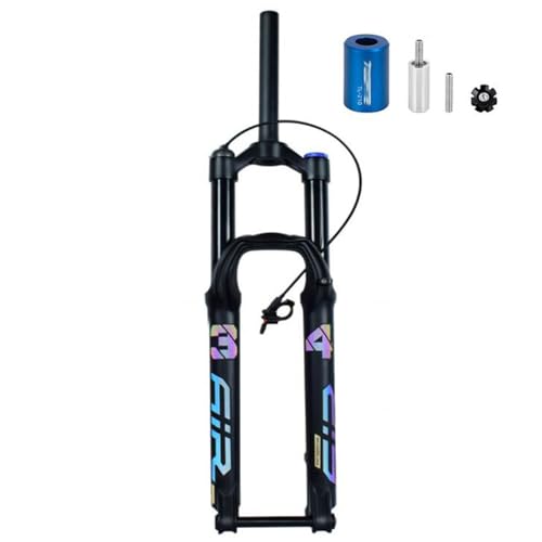 ZECHAO 160mm Federweg 27,5/29 Zoll Fahrrad Vorderradgabel mit Luftfederung, Scheibenbremse Aus Magnesiumlegierung 15mm Steckachse Mit Rückpralleinstellung(Straight Remote Lock,27.5inch) von ZECHAO