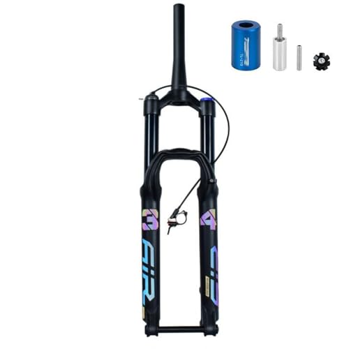 ZECHAO 160mm Federweg 27,5/29 Zoll Fahrrad Vorderradgabel mit Luftfederung, Scheibenbremse Aus Magnesiumlegierung 15mm Steckachse Mit Rückpralleinstellung(Tapered Remote Lock,27.5inch) von ZECHAO