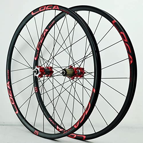 ZECHAO Fahrrad-Radsatz 26/27,5 / 29in, Quick Release Aluminiumlegierung Rim 24H NUB Lightweight-Radsatz Scheibenbremse Fit 7-12 Geschwindigkeitskassette (Color : Red, Size : 26 inch) von ZECHAO