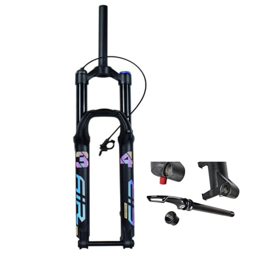 ZECHAO MTB-Fahrradfedergabel 27,5/29 Zoll, Gerades Rohr 1-1/8 Zoll Aluminiumlegierung 140mm Federweg Steckachse mit Rückpralleinstellung Luftgabel(Straight Remote Lock,27.5inch) von ZECHAO