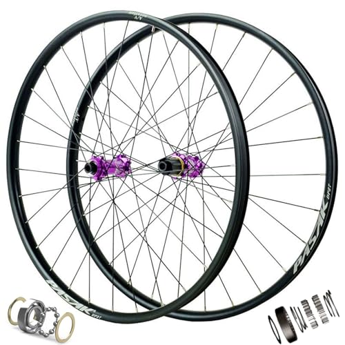 ZECHAO Mountainbike Radsatz 26/27,5/29 Zoll,Steckachse 15X110/12X148mm Aluminiumlegierung Mid Lock Scheibenbremse Vorne 2 Hinten 4 Lager 8-12 Geschwindigkeit Wheelset(Purple,27.5inch) von ZECHAO