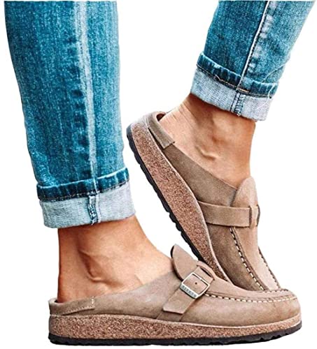 Flache Mule-Sandalen für Damen, Sommer-Clogs, Wildleder, Flache Hausschuhe, runde Zehen, rückenfrei, Slip-on-Loafer-Schuhe, Bequeme geschlossene Zehen, Damenmode, Bootsschuhe Flache Mule-Sandalen für Damen, Sommer-Clogs, Wildleder, Flache Hausschuhe, runde Zehen, rückenfrei, Slip-on-Loafer-Schuhe, Bequeme geschlossene Zehen, Damenmode, Bootsschuhe von ZEDARO