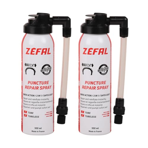 ZEFAL Repair Spray 100 ml – Reifendichtspray für Fahrradreifen – schnelle Reparatur von Reifenpannen – Presta und Schrader 2 x 100 ml von ZEFAL