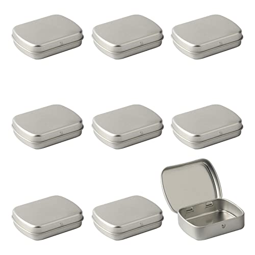 ZEOABSY 10 Stück Leer Silber Blechdose mit Deckel, Kleine Metall Dosen 6,0 x 4,7 x 1,5 cm, Rechteckige Aufbewahrungsbox Teiliges, Kartendose für Visitenkarten Kleine Metallbox von ZEOABSY