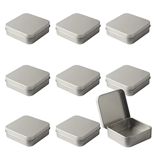 ZEOABSY 10 Stück Leer Silber Blechdose mit Deckel, Kleine Metall Dosen 7,0 x 7,0 x 2,2 cm, Quadrat Aufbewahrungsbox Teiliges, Kartendose für Visitenkarten Kleine Metallbox ZEOABSY 10 Stück Leer Silber Blechdose mit Deckel, Kleine Metall Dosen 7,0 x 7,0 x 2,2 cm, Quadrat Aufbewahrungsbox Teiliges, Kartendose für Visitenkarten Kleine Metallbox von ZEOABSY