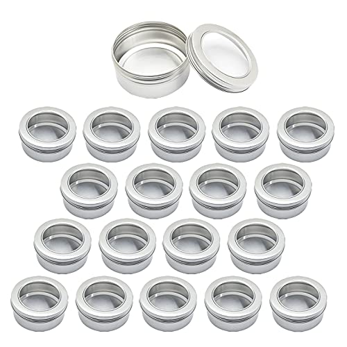 ZEOABSY 100 Stück 150ml Silber Leere Aluminiumdose Aluminium Runde Aludose Blechdosen mit Schraubdeckel Sichtfenster Cremedosen Dosen für DIY Salben Kerze Kosmetik Rasierseife von ZEOABSY