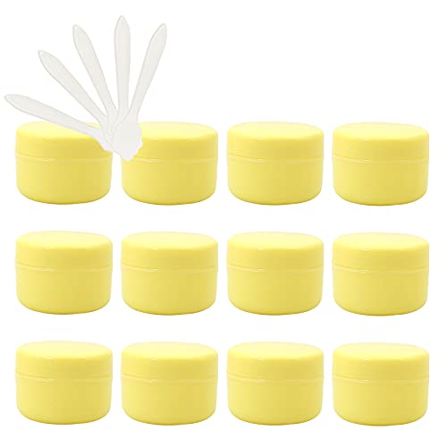 ZEOABSY 12 Stück, 100ml Gelb Plastik Leerdose, Kosmetische Lotion Creme Tiegel mit Schraubverschluss, Innenfutter, für Cremedose, Nailart Lippenbalsam Creme + 5 x Löffel ZEOABSY 12 Stück, 100ml Gelb Plastik Leerdose, Kosmetische Lotion Creme Tiegel mit Schraubverschluss, Innenfutter, für Cremedose, Nailart Lippenbalsam Creme + 5 x Löffel von ZEOABSY