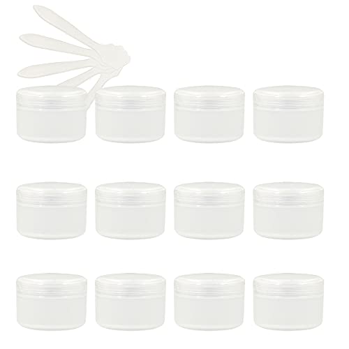 ZEOABSY 12 Stück, 100ml Transparent Plastik Leerdose, Kosmetische Lotion Creme Tiegel mit Schraubverschluss, Innenfutter, für Cremedose, Nailart Lippenbalsam Creme + 5 x Löffel ZEOABSY 12 Stück, 100ml Transparent Plastik Leerdose, Kosmetische Lotion Creme Tiegel mit Schraubverschluss, Innenfutter, für Cremedose, Nailart Lippenbalsam Creme + 5 x Löffel von ZEOABSY