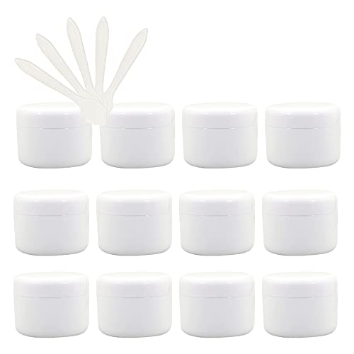 ZEOABSY 12 Stück, 100ml Weiß Plastik Leerdose, Kosmetische Lotion Creme Tiegel mit Schraubverschluss, Innenfutter, für Cremedose, Nailart Lippenbalsam Creme + 5 x Löffel ZEOABSY 12 Stück, 100ml Weiß Plastik Leerdose, Kosmetische Lotion Creme Tiegel mit Schraubverschluss, Innenfutter, für Cremedose, Nailart Lippenbalsam Creme + 5 x Löffel von ZEOABSY