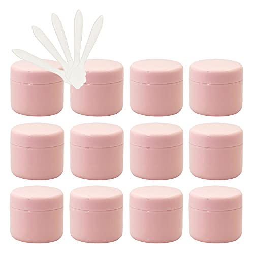 ZEOABSY 12 Stück, 150ml Rosa Plastik Leerdose, Kosmetische Lotion Creme Tiegel mit Schraubverschluss, Innenfutter, für Cremedose, Nailart Lippenbalsam Creme + 5 x Löffel von ZEOABSY