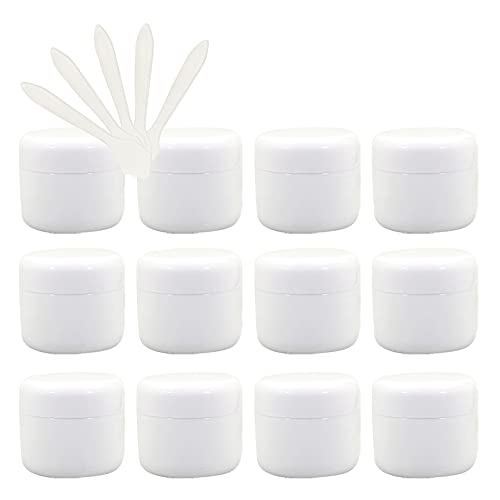 ZEOABSY 12 Stück, 30ml Weiß Plastik Leerdose, Kosmetische Lotion Creme Tiegel mit Schraubverschluss, Innenfutter, für Cremedose, Nailart Lippenbalsam Creme + 5 x Löffel ZEOABSY 12 Stück, 30ml Weiß Plastik Leerdose, Kosmetische Lotion Creme Tiegel mit Schraubverschluss, Innenfutter, für Cremedose, Nailart Lippenbalsam Creme + 5 x Löffel von ZEOABSY