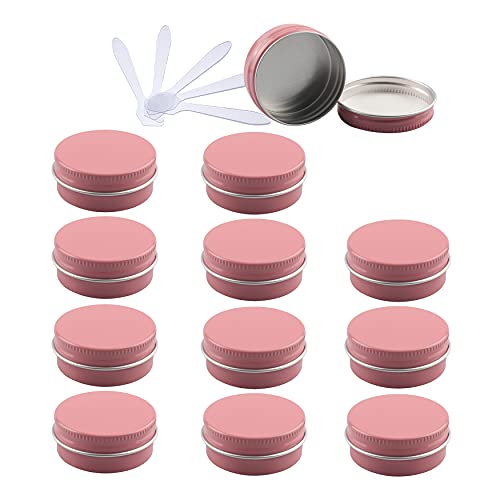 ZEOABSY 12 Stück 15ml Rosa Aluminium Leer Dosen mit Schraubdeckel Runde Alu Tiegel Cremedose Schraubdose Aludose Tins für Kosmetik Kerze Salben 6X Spatel von ZEOABSY