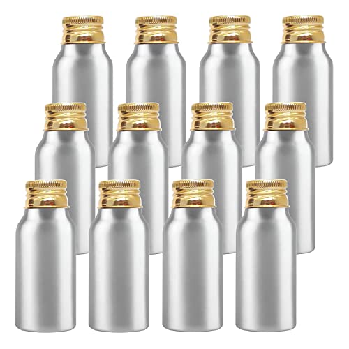 ZEOABSY 12 Stück 30 ml Leere Rund Silber Aluminium Flasche mit Aluminium Schraubdeckel Gold, 30ml Schraubflaschen aus Aluminium zum befüllen für Kosmetik Essenzen Öle Badezimmer Hotel Reisen von ZEOABSY