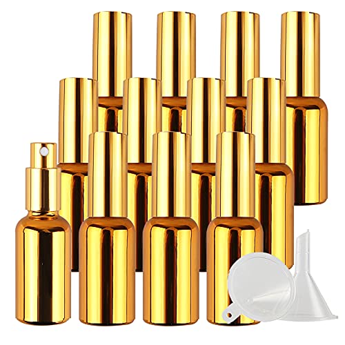 ZEOABSY 12 Stück 30ml UV-Beschichtetes Gold Glas Sprühflaschen & 2 Stück Trichter, 30 ml Leer Glas Nachfüllbar Zerstäuber Sprayflasche Reisen Heim Parfumzerstäuber ZEOABSY 12 Stück 30ml UV-Beschichtetes Gold Glas Sprühflaschen & 2 Stück Trichter, 30 ml Leer Glas Nachfüllbar Zerstäuber Sprayflasche Reisen Heim Parfumzerstäuber von ZEOABSY