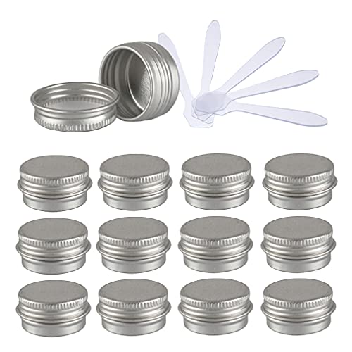 ZEOABSY 12 Stück 5ml Silber Aluminium Leer Döschen Runde Alu Dosen mit Schraubdeckel Cremedose Schraubdose Aludose Tins für Kosmetik Kerze Salben 6X Spatel ZEOABSY 12 Stück 5ml Silber Aluminium Leer Döschen Runde Alu Dosen mit Schraubdeckel Cremedose Schraubdose Aludose Tins für Kosmetik Kerze Salben 6X Spatel von ZEOABSY