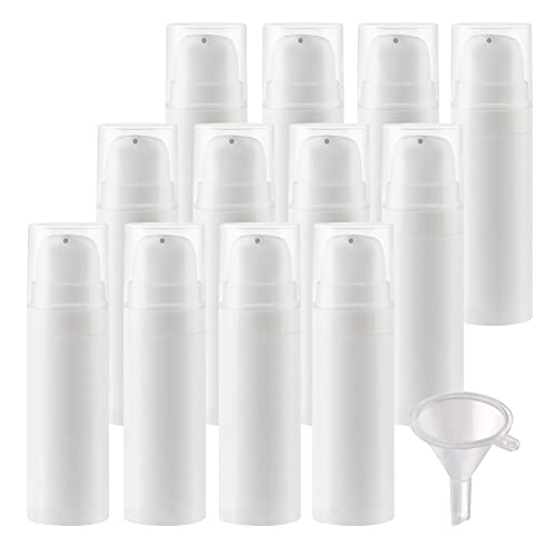 ZEOABSY 12 Stück Klein 15ml Nicht NACHFÜLLBAR Leere Weiß Kunststoff Airless Cremespender Pumpspender Pumpflasche für Kosmetik Lotion Gel Reise - Keine Innenrohr von ZEOABSY