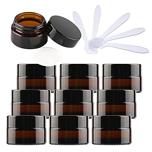 ZEOABSY 12 Stück Leere Brown Glas Cremedose 15ml mit Deckel, Braunglas Schraubdeckel Glas-Tiegel Schraubdose Glas-Dose Salbentiegel Kosmetik-Dose für Gels Cremes + 12x Spatel von ZEOABSY