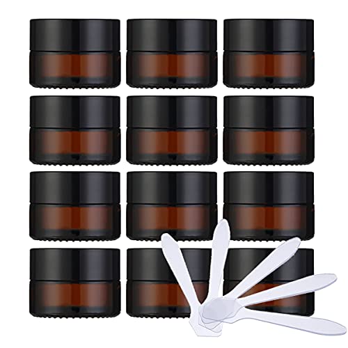 ZEOABSY 12 Stück Leere Brown Glas Cremedose 5ml mit Deckel, Braunglas Schraubdeckel Glas-Tiegel Schraubdose Glas-Dose Salbentiegel Kosmetik-Dose für Gels Cremes + 12x Spatel ZEOABSY 12 Stück Leere Brown Glas Cremedose 5ml mit Deckel, Braunglas Schraubdeckel Glas-Tiegel Schraubdose Glas-Dose Salbentiegel Kosmetik-Dose für Gels Cremes + 12x Spatel von ZEOABSY