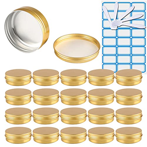 ZEOABSY 20 Stück 100ml Gold Aluminium Leer Döschen Runde Alu Dosen mit Schraubdeckel Cremedose Schraubdose Aludose Tins für Kosmetik Kerze Salben 5X Spatel, 1x Etikette ZEOABSY 20 Stück 100ml Gold Aluminium Leer Döschen Runde Alu Dosen mit Schraubdeckel Cremedose Schraubdose Aludose Tins für Kosmetik Kerze Salben 5X Spatel, 1x Etikette von ZEOABSY