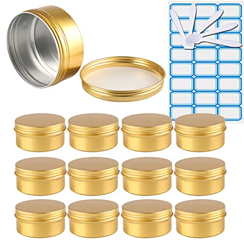 ZEOABSY 20 Stück 150ml Gold Aluminium Leer Döschen Runde Alu Dosen mit Schraubdeckel Cremedose Schraubdose Aludose Tins für Kosmetik Kerze Salben 5X Spatel, 1x Etikette von ZEOABSY