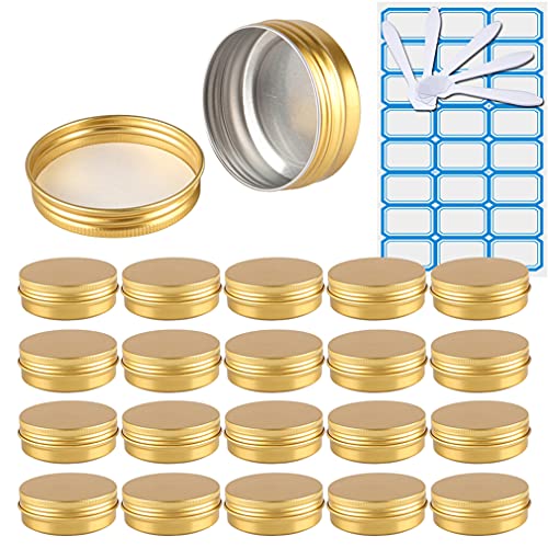 ZEOABSY 20 Stück 60ml Gold Aluminium Leer Döschen Runde Alu Dosen mit Schraubdeckel Cremedose Schraubdose Aludose Tins für Kosmetik Kerze Salben 5X Spatel, 1x Etikette ZEOABSY 20 Stück 60ml Gold Aluminium Leer Döschen Runde Alu Dosen mit Schraubdeckel Cremedose Schraubdose Aludose Tins für Kosmetik Kerze Salben 5X Spatel, 1x Etikette von ZEOABSY