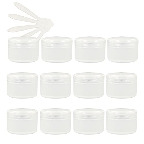 ZEOABSY 24 Stück, 10ml Transparent Plastik Leerdose, Kosmetische Lotion Creme Tiegel mit Schraubverschluss, Innenfutter, für Cremedose, Nailart Lippenbalsam Creme + 5 x Löffel von ZEOABSY