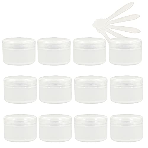 ZEOABSY 24 Stück, 20ml Transparent Plastik Leerdose, Kosmetische Lotion Creme Tiegel mit Schraubverschluss, Innenfutter, für Cremedose, Nailart Lippenbalsam Creme + 5 x Löffel von ZEOABSY