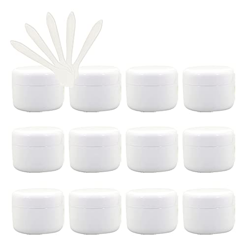 ZEOABSY 24 Stück, 50ml Weiß Plastik Leerdose, Kosmetische Lotion Creme Tiegel mit Schraubverschluss, Innenfutter, für Cremedose, Nailart Lippenbalsam Creme + 5 x Löffel von ZEOABSY