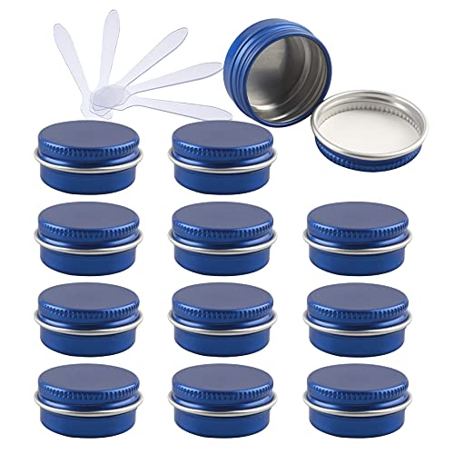 ZEOABSY 24 Stück 10ml Blau Aluminium Leer Dosen mit Schraubdeckel Runde Alu Tiegel Cremedose Schraubdose Aludose Tins für Kosmetik Kerze Salben 6X Spatel von ZEOABSY