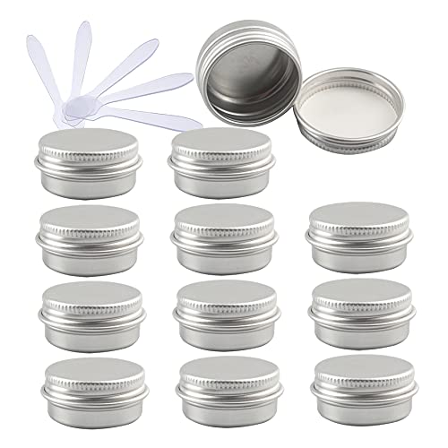 ZEOABSY 24 Stück 10ml Silber Aluminium Leer Dosen mit Schraubdeckel Runde Alu Tiegel Cremedose Schraubdose Aludose Tins für Kosmetik Kerze Salben 6x Spatel von ZEOABSY