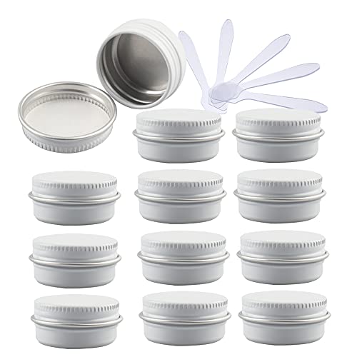 ZEOABSY 24 Stück 10ml Weiß Aluminium Leer Dosen mit Schraubdeckel Runde Alu Tiegel Cremedose Schraubdose Aludose Tins für Kosmetik Kerze Salben 6X Spatel von ZEOABSY