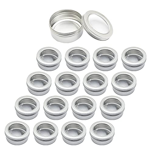 ZEOABSY 24 Stück 150ml Silber Leere Aluminiumdose Aluminium Runde Aludose Blechdosen mit Schraubdeckel Sichtfenster Cremedosen Dosen für DIY Salben Kerze Kosmetik Rasierseife von ZEOABSY