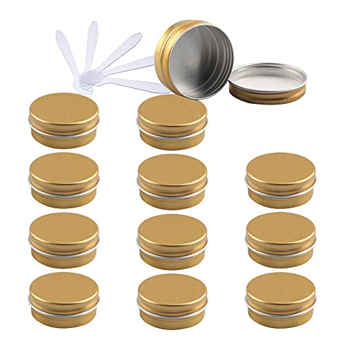 ZEOABSY 24 Stück 15ml Gold Aluminium Leer Dosen mit Schraubdeckel Runde Alu Tiegel Cremedose Schraubdose Aludose Tins für Kosmetik Kerze Salben 6X Spatel von ZEOABSY