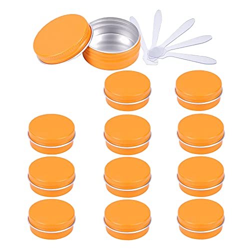 ZEOABSY 24 Stück 15ml Orange Aluminium Leer Dosen mit Schraubdeckel Runde Alu Tiegel Cremedose Schraubdose Aludose Tins für Kosmetik Kerze Salben 6X Spatel von ZEOABSY