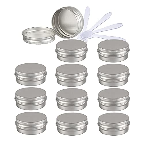 ZEOABSY 24 Stück 15ml Silber Aluminium Leer Dosen mit Schraubdeckel Runde Alu Tiegel Cremedose Schraubdose Aludose Tins für Kosmetik Kerze Salben 6X Spatel von ZEOABSY