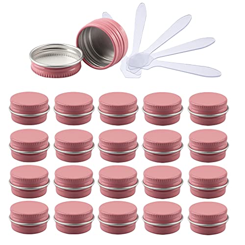 ZEOABSY 24 Stück 5ml Rosa Aluminium Leer Döschen Runde Alu Dosen mit Schraubdeckel Cremedose Schraubdose Aludose Tins für Kosmetik Kerze Salben 6X Spatel von ZEOABSY