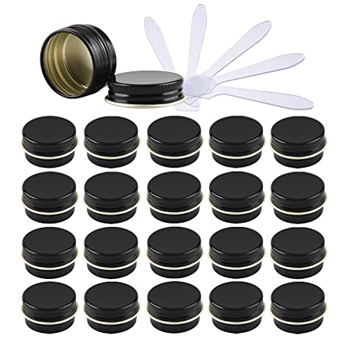 ZEOABSY 24 Stück 5ml Schwarz Aluminium Leer Döschen Runde Alu Dosen mit Schraubdeckel Cremedose Schraubdose Aludose Tins für Kosmetik Kerze Salben 6X Spatel ZEOABSY 24 Stück 5ml Schwarz Aluminium Leer Döschen Runde Alu Dosen mit Schraubdeckel Cremedose Schraubdose Aludose Tins für Kosmetik Kerze Salben 6X Spatel von ZEOABSY