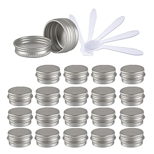 ZEOABSY 24 Stück 5ml Silber Aluminium Leer Döschen Runde Alu Dosen mit Schraubdeckel Cremedose Schraubdose Aludose Tins für Kosmetik Kerze Salben 6X Spatel von ZEOABSY