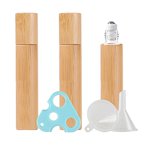 ZEOABSY 3 Stück Leere 10 ml klarglas Roller Flaschen mit Bambusschale, Natur Bambus Roll-On Glasflaschen mit Edelstahl-Roller, 1 x Trichter, 1 x Öffner für Ätherische Essential Oil, Aromatherapie ZEOABSY 3 Stück Leere 10 ml klarglas Roller Flaschen mit Bambusschale, Natur Bambus Roll-On Glasflaschen mit Edelstahl-Roller, 1 x Trichter, 1 x Öffner für Ätherische Essential Oil, Aromatherapie von ZEOABSY