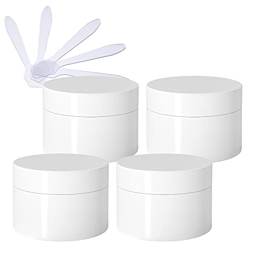 ZEOABSY 4 Stück, 50ml Dick Glanz Weiß Runden Kunststoff Tiegel mit Schraubverschluss Salbentiegel Kosmetik-Dose Leerdose, Kosmetische Cremedose Lotion Tiegel für Lippenbalsam Creme + 4X Spatel ZEOABSY 4 Stück, 50ml Dick Glanz Weiß Runden Kunststoff Tiegel mit Schraubverschluss Salbentiegel Kosmetik-Dose Leerdose, Kosmetische Cremedose Lotion Tiegel für Lippenbalsam Creme + 4X Spatel von ZEOABSY