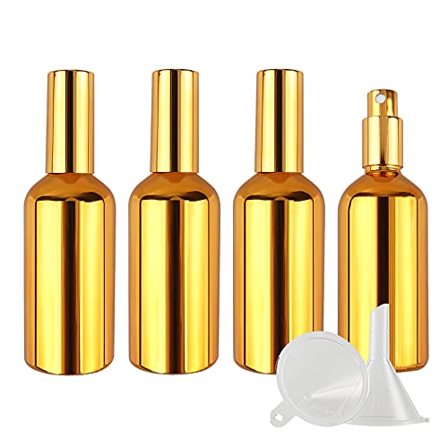 ZEOABSY 4 Stück 100ml UV-Beschichtetes Gold Glas Sprühflaschen & 1 Stück Trichter, 100 ml Leer Glas Nachfüllbar Zerstäuber Sprayflasche Reisen Heim Parfumzerstäuber ZEOABSY 4 Stück 100ml UV-Beschichtetes Gold Glas Sprühflaschen & 1 Stück Trichter, 100 ml Leer Glas Nachfüllbar Zerstäuber Sprayflasche Reisen Heim Parfumzerstäuber von ZEOABSY