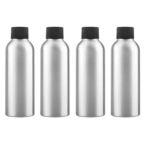 ZEOABSY 4 Stück 120 ml Leere Rund Silber Aluminium Flasche mit Kunststoff Schraubdeckel Schwarz, 120ml Schraubflaschen aus Aluminium zum befüllen für Kosmetik Essenzen Öle Parfum Pulver Reisen ZEOABSY 4 Stück 120 ml Leere Rund Silber Aluminium Flasche mit Kunststoff Schraubdeckel Schwarz, 120ml Schraubflaschen aus Aluminium zum befüllen für Kosmetik Essenzen Öle Parfum Pulver Reisen von ZEOABSY