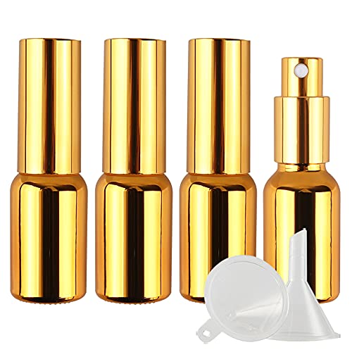 ZEOABSY 4 Stück 15ml UV-Beschichtetes Gold Glas Sprühflaschen & 1 Stück Trichter, 15 ml Leer Glas Nachfüllbar Zerstäuber Sprayflasche Reisen Heim Parfumzerstäuber ZEOABSY 4 Stück 15ml UV-Beschichtetes Gold Glas Sprühflaschen & 1 Stück Trichter, 15 ml Leer Glas Nachfüllbar Zerstäuber Sprayflasche Reisen Heim Parfumzerstäuber von ZEOABSY