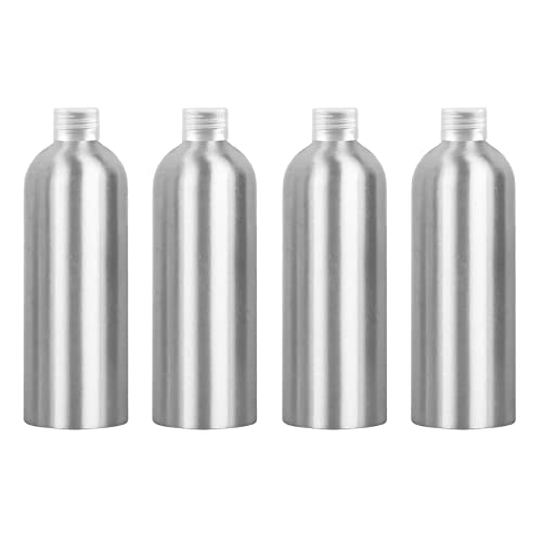 ZEOABSY 4 Stück 500 ml Leere Rund Silber Aluminium Flasche mit Kunststoff Schraubdeckel Transparent, 500ml Schraubflaschen aus Aluminium zum befüllen für Kosmetik Essenzen Öle Parfum Pulver Reisen von ZEOABSY