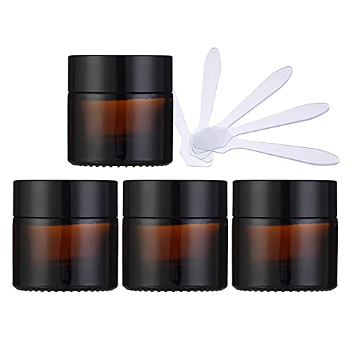 ZEOABSY 4 Stück Leere Brown Glas Cremedose 10ml mit Deckel, Braunglas Schraubdeckel Glas-Tiegel Schraubdose Glas-Dose Salbentiegel Kosmetik-Dose für Gels Cremes + 4x Spatel ZEOABSY 4 Stück Leere Brown Glas Cremedose 10ml mit Deckel, Braunglas Schraubdeckel Glas-Tiegel Schraubdose Glas-Dose Salbentiegel Kosmetik-Dose für Gels Cremes + 4x Spatel von ZEOABSY