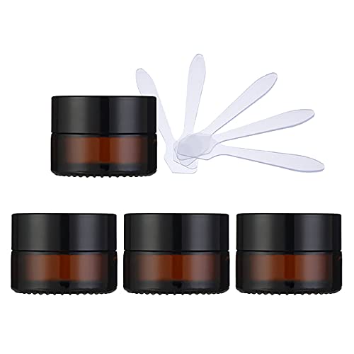 ZEOABSY 4 Stück Leere Brown Glas Cremedose 5ml mit Deckel, Braunglas Schraubdeckel Glas-Tiegel Schraubdose Glas-Dose Salbentiegel Kosmetik-Dose für Gels Cremes + 4X Spatel ZEOABSY 4 Stück Leere Brown Glas Cremedose 5ml mit Deckel, Braunglas Schraubdeckel Glas-Tiegel Schraubdose Glas-Dose Salbentiegel Kosmetik-Dose für Gels Cremes + 4X Spatel von ZEOABSY