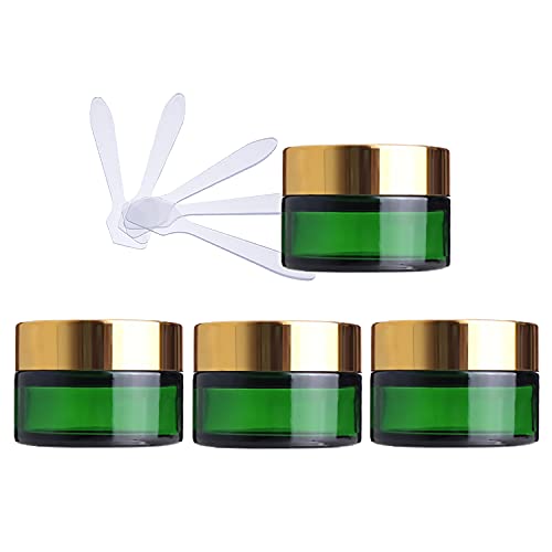 ZEOABSY 4 Stück Leere Grün Glas Cremedose 20ml mit Gold Schraubdeckel, Grünglas Schraubdose Glas-Tiegel Glas-Dose Salbentiegel Kosmetik-Dose für Gels Cremes + 4x Spatel ZEOABSY 4 Stück Leere Grün Glas Cremedose 20ml mit Gold Schraubdeckel, Grünglas Schraubdose Glas-Tiegel Glas-Dose Salbentiegel Kosmetik-Dose für Gels Cremes + 4x Spatel von ZEOABSY